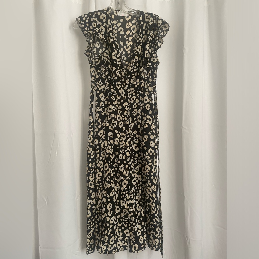 Sienna Sky Elegant Black and Cream Leopard Print Dress Size XS